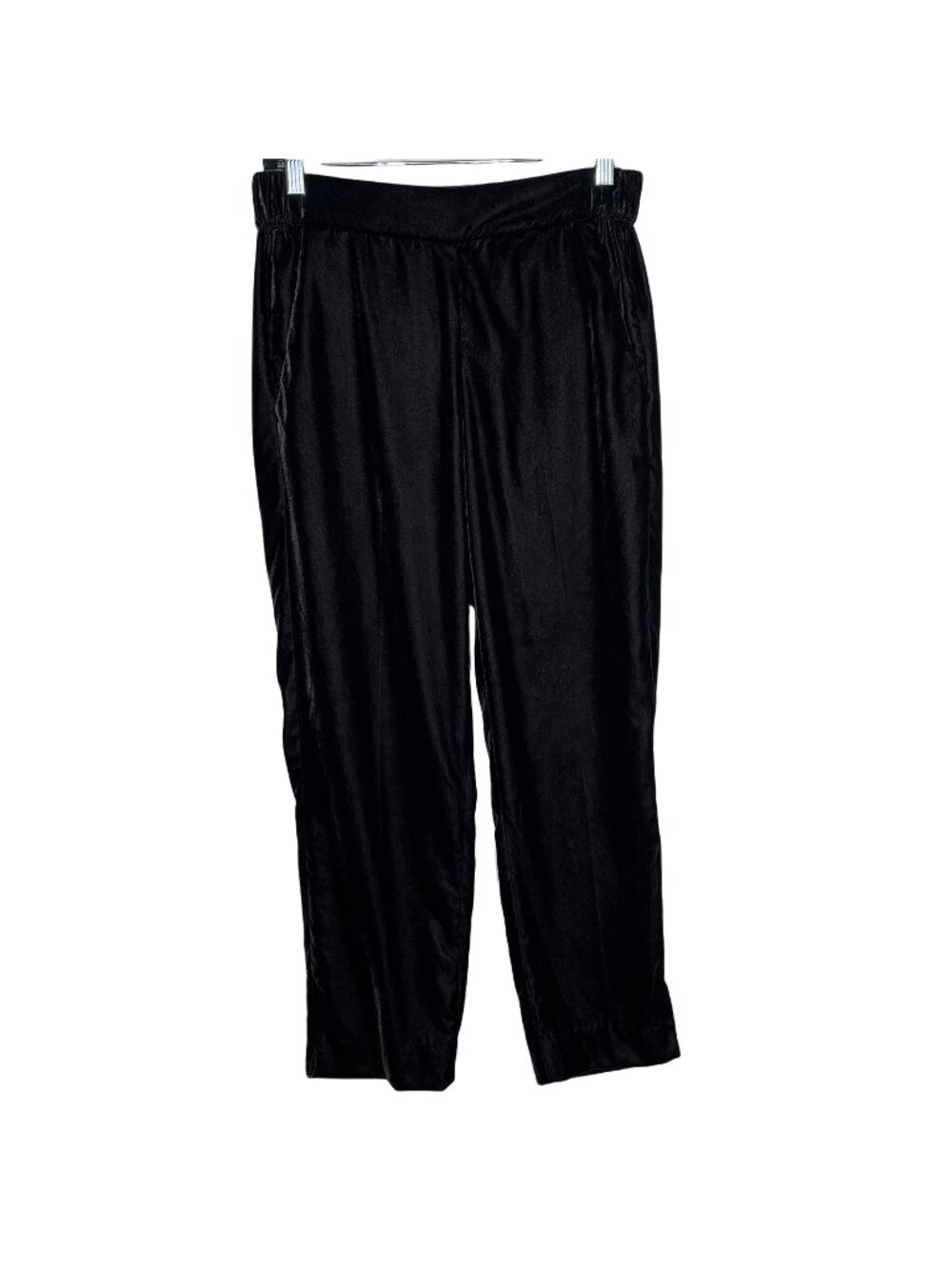 J.Crew Velour Pull On Pants Womens 2 Black Straight Leg Lounge Soft